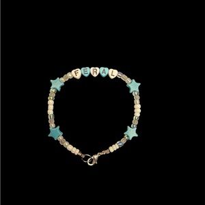 “FERAL” Blue and White Beaded Friendship Bracelet
